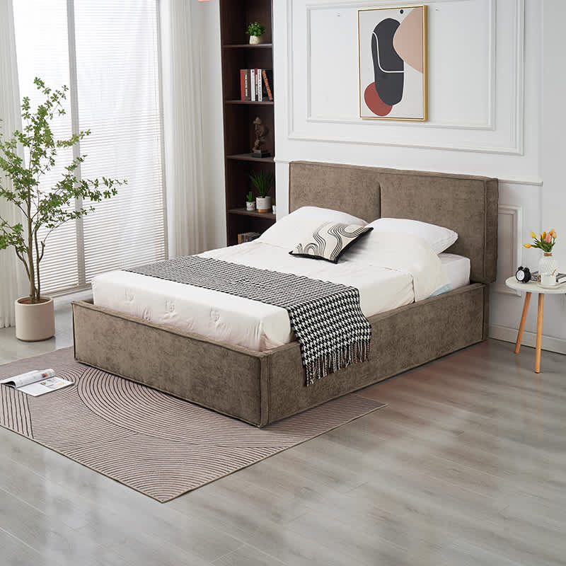 LIT DOUBLE COFFRE OLIVIA CHENILLE MOKA 160X200CM