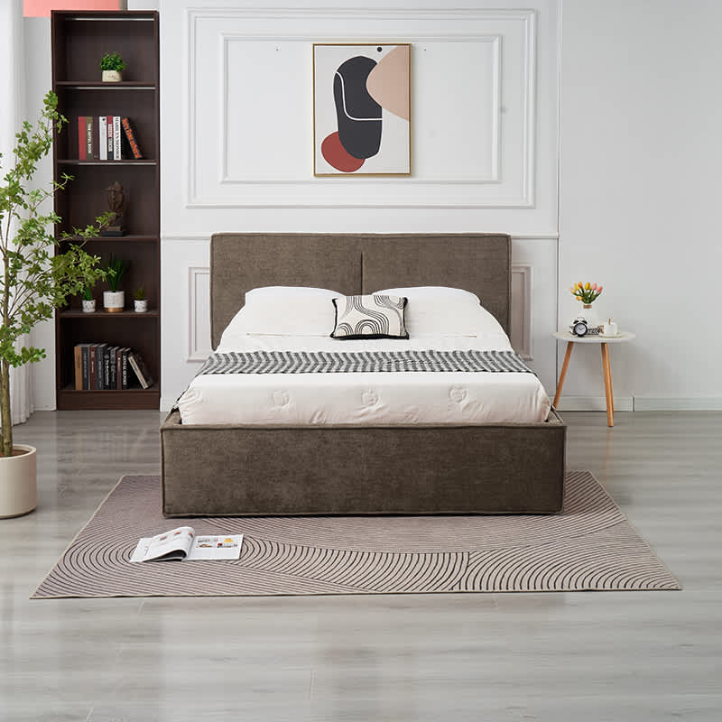 LIT DOUBLE COFFRE OLIVIA CHENILLE MOKA 160X200CM